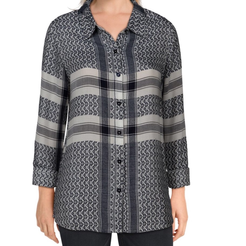 Bob Timberlake Jacquard Plaid Blouse